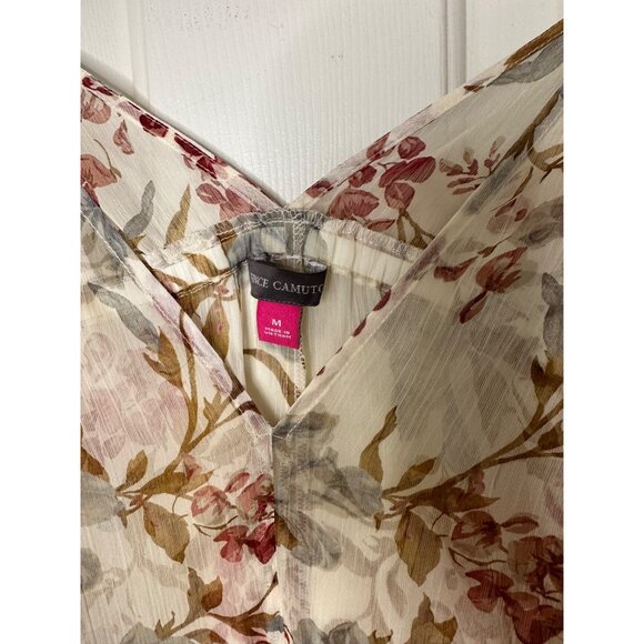 NWT Vince Camuto Medium Floral Sheer Coverup Dress With Tie Sleeves & V-Neck - Picture 4 of 6